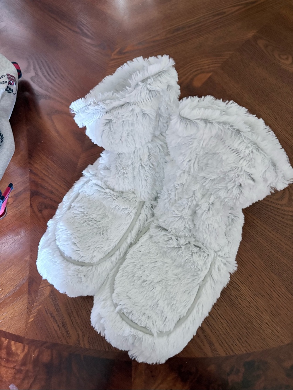 Kids Plush Hooded Coat - Light Gray